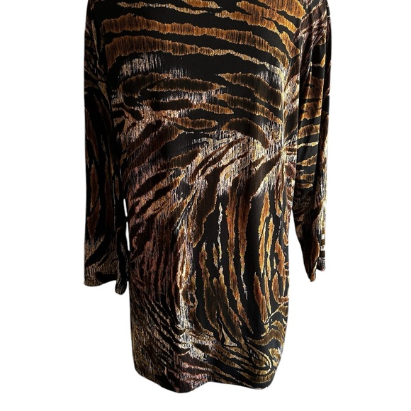 PERSEPTION WOMEN ANIMAL PRINT PULLOVER TOP BLOUSE SZ 3X - Picture 3 of 9